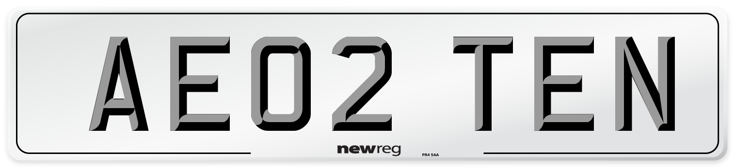 AE02 TEN Number Plate from New Reg